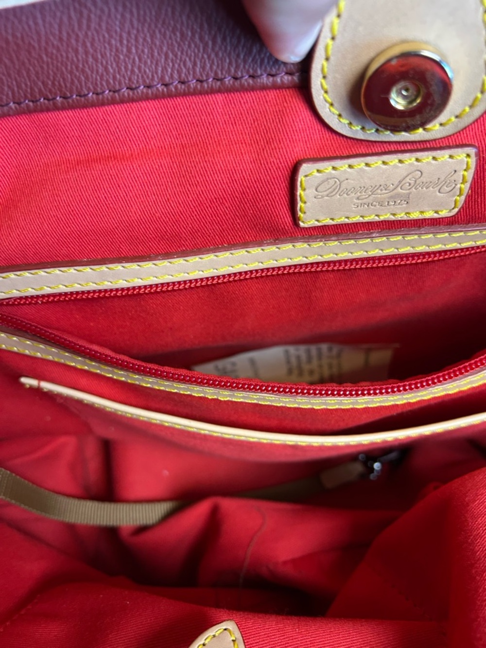 Dooney & Bourke Burgundy Tote with Tan Trim EVA BAILEY TOTE - Picture 13 of 16